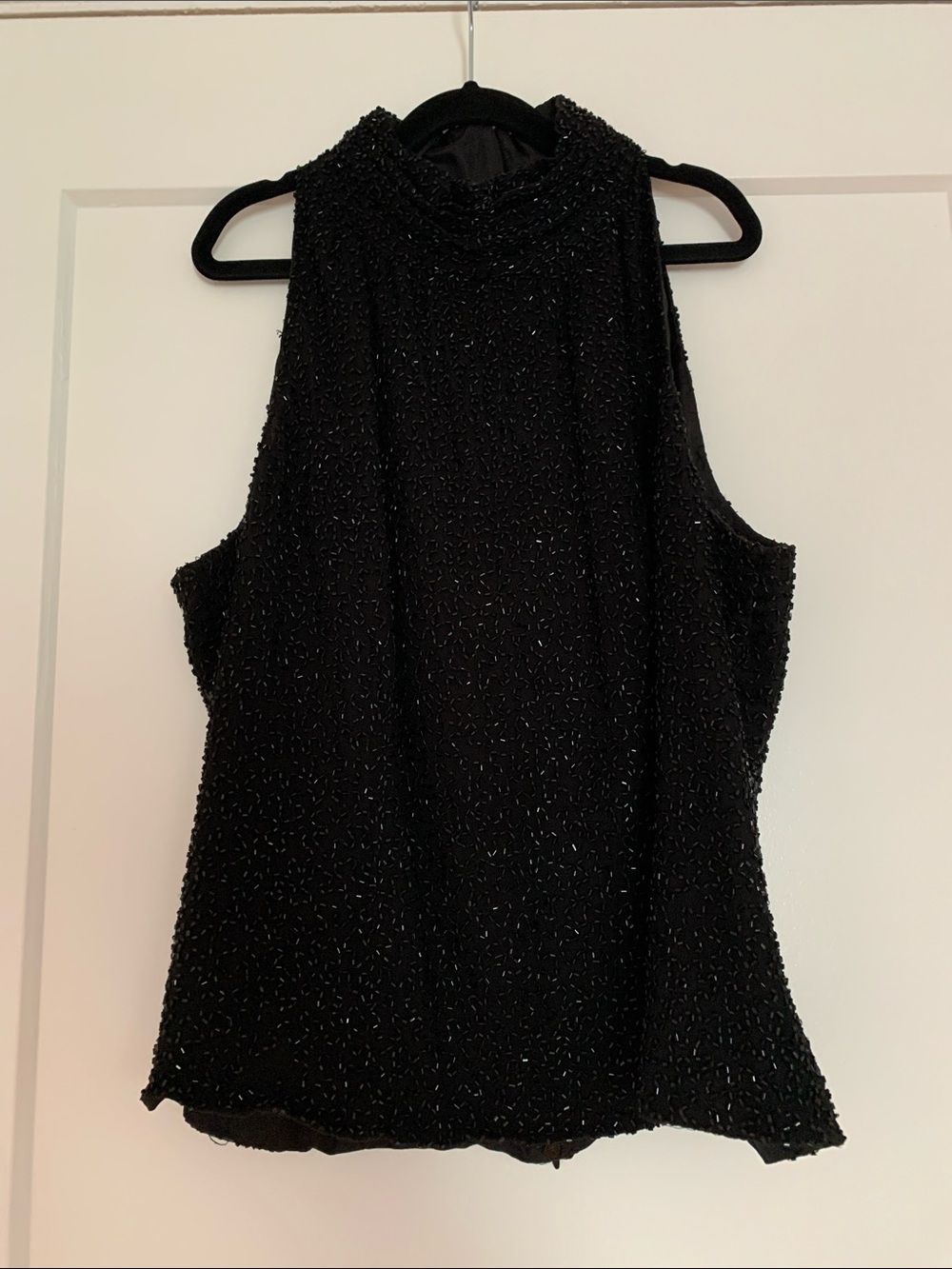 Mariana Black Sparkle High-Neck Sleeveless Tank